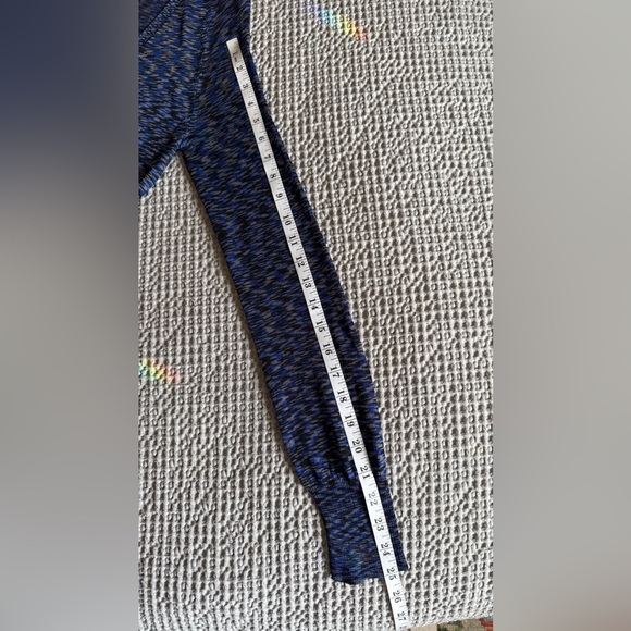 Free People Space Dye Longline Sheer V-Neck Button Cardigan Blue Gray M-L NWT - Picture 4 of 12